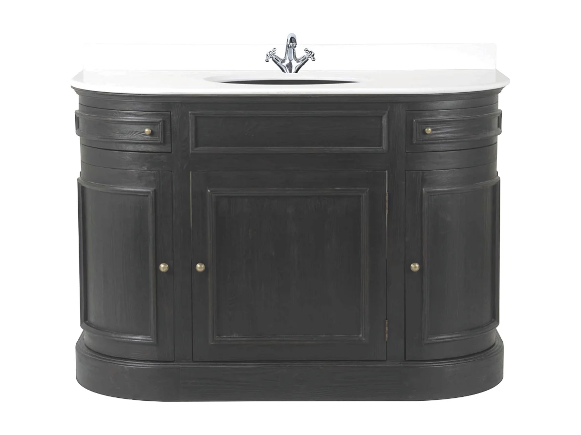 Einzelwaschbecken aus massivem schwarzen Holz L130 cm - HAUSMANN