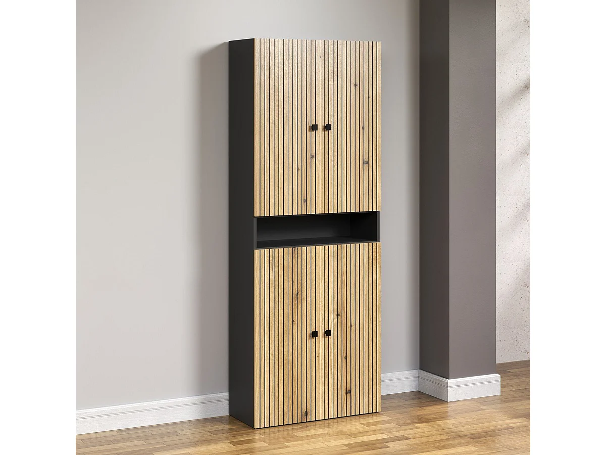 Double colonne de salle de bain rainurée 4 portes et 1 niche L70 cm -PUREBLISS