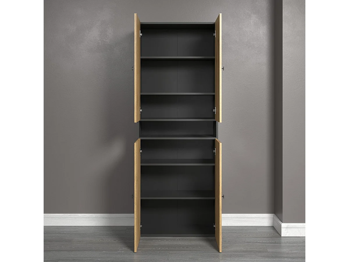 Double colonne de salle de bain rainurée 4 portes et 1 niche L70 cm -PUREBLISS