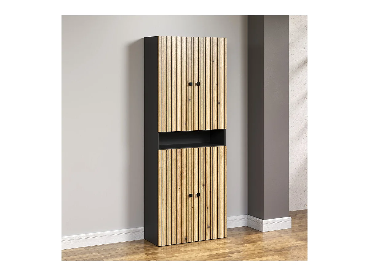 Double colonne de salle de bain rainurée 4 portes et 1 niche L70 cm -PUREBLISS