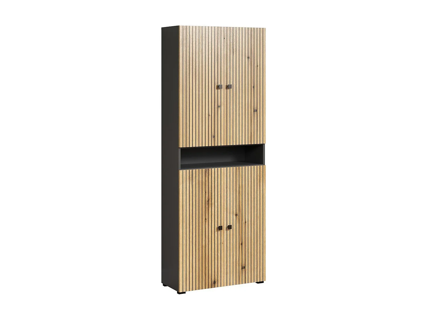 Doppelte Badezimmersäule mit Rillen, 4 Türen und 1 Fach L70 cm - PUREBLISS