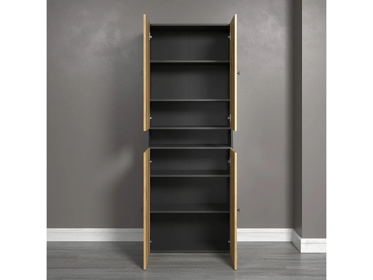 Podwójna rowkowana kolumna łazienkowa z 4 drzwiami i 1 wnęką L70 cm -PUREBLISS