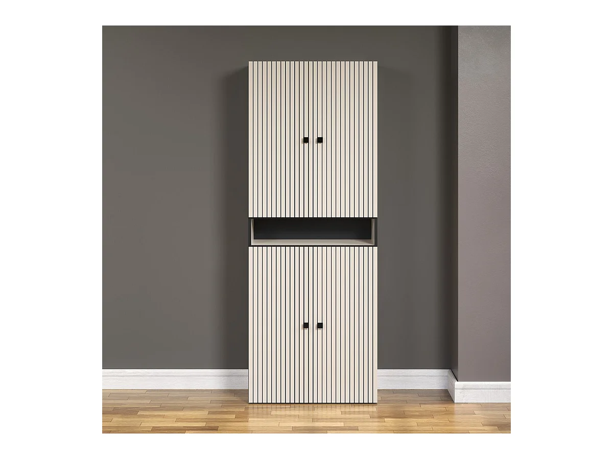 Double colonne de salle de bain rainurée 4 portes et 1 niche L70 cm -PUREBLISS