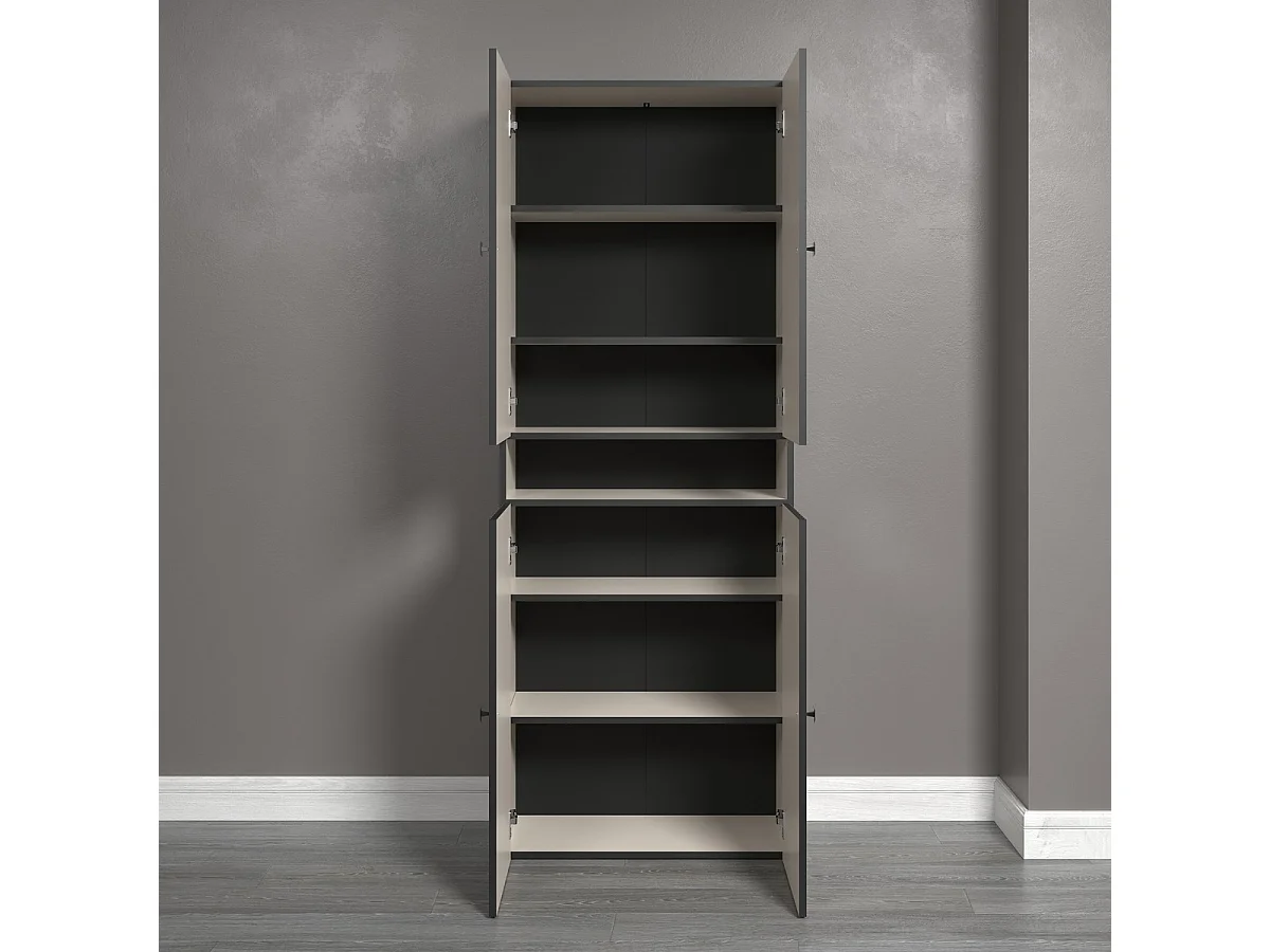 Podwójna rowkowana kolumna łazienkowa z 4 drzwiami i 1 wnęką L70 cm -PUREBLISS