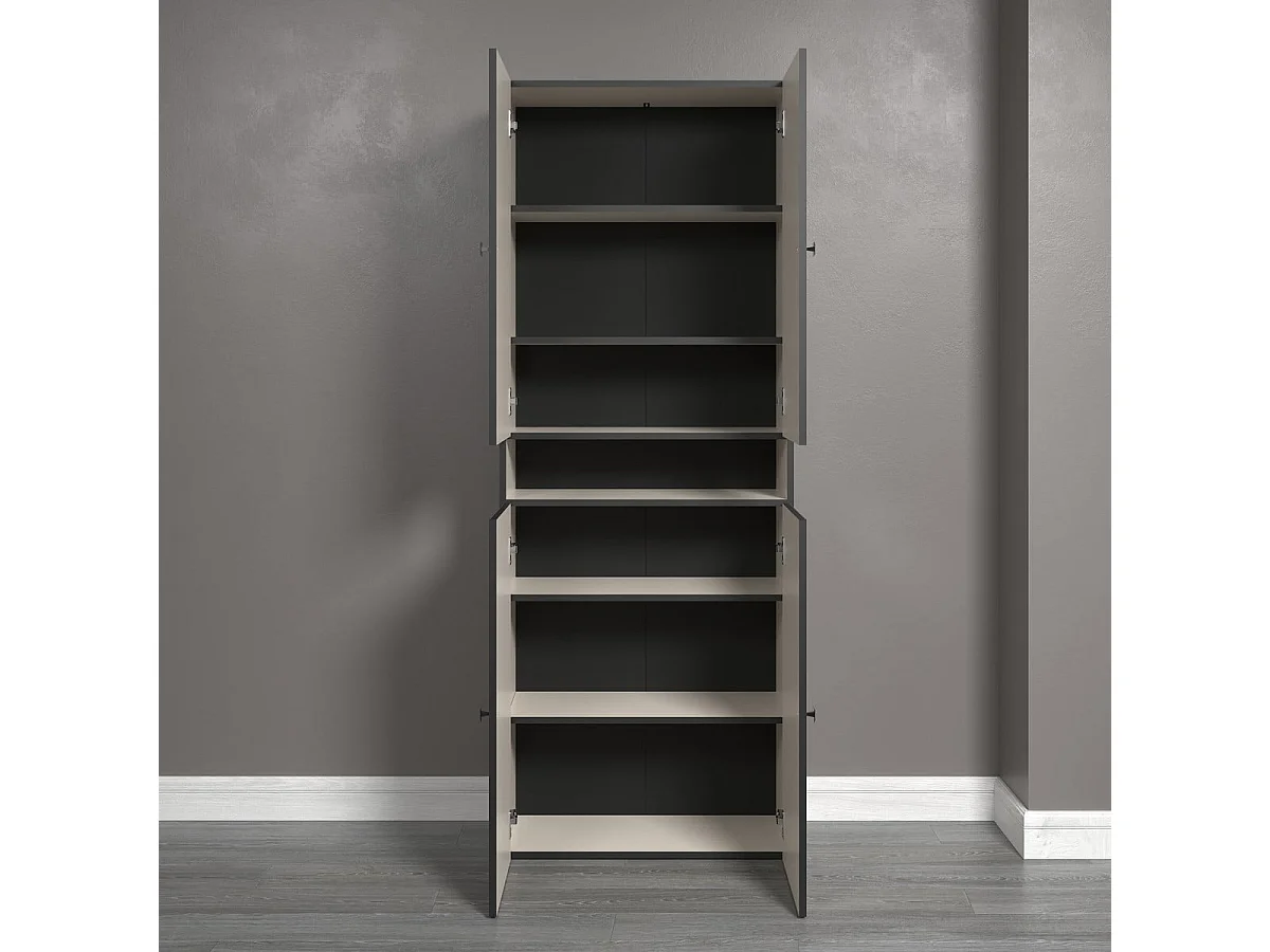 Podwójna rowkowana kolumna łazienkowa z 4 drzwiami i 1 wnęką L70 cm -PUREBLISS