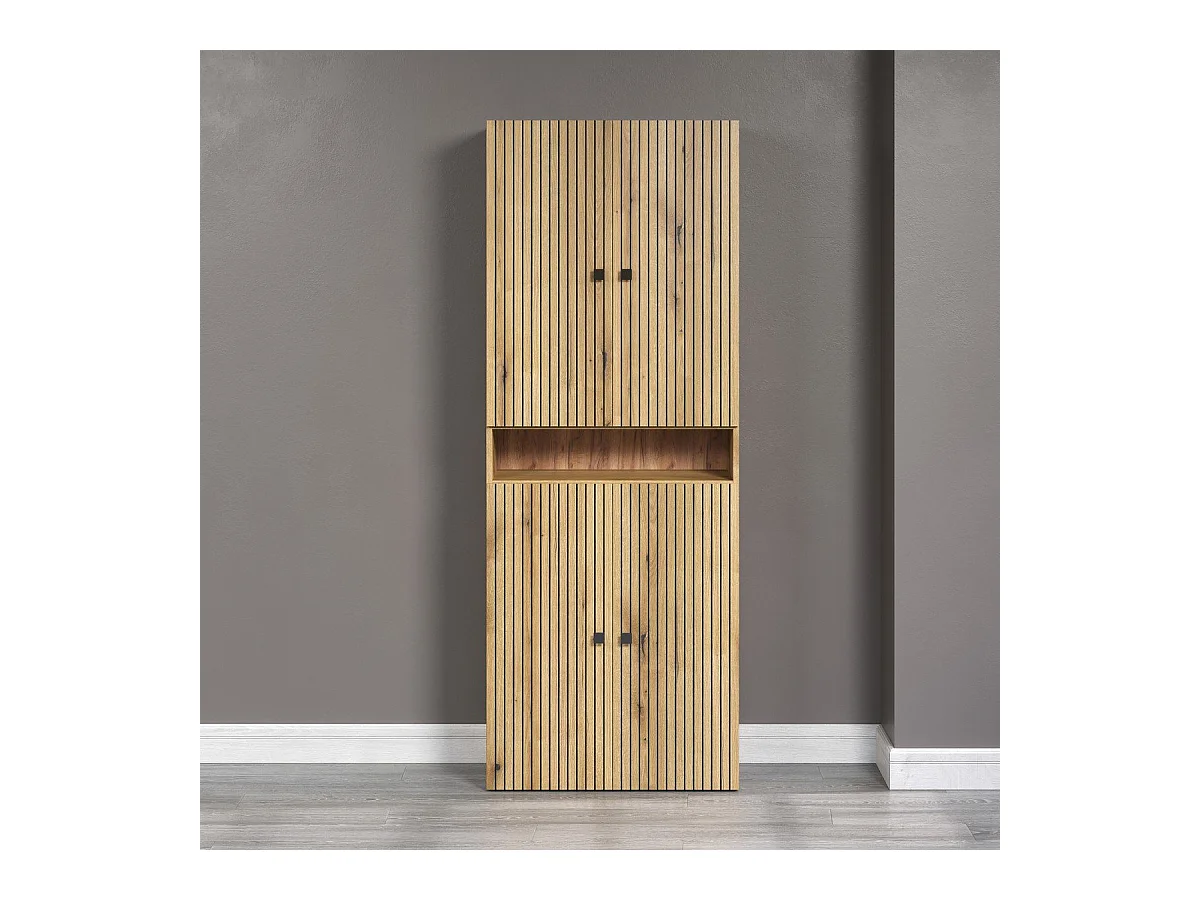 Double colonne de salle de bain rainurée 4 portes et 1 niche L70 cm -PUREBLISS
