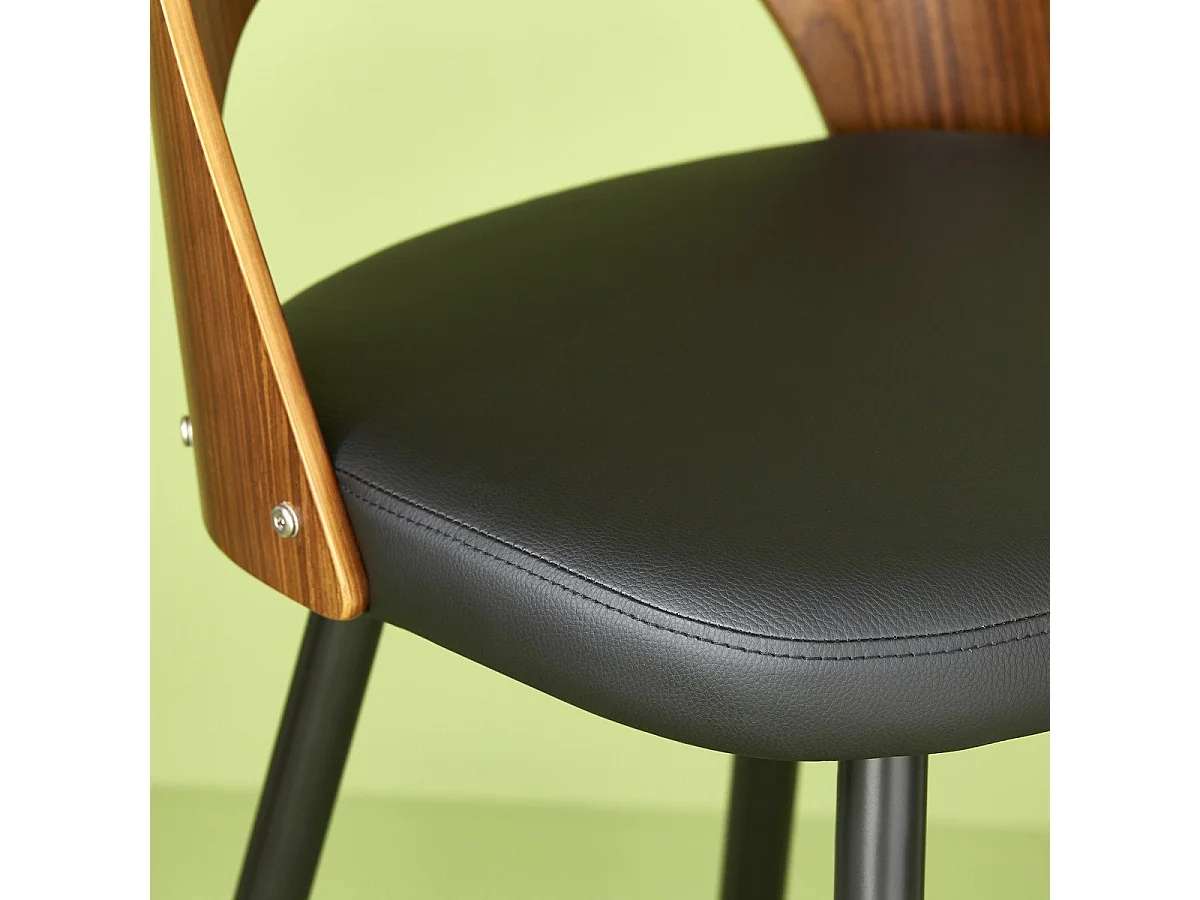 Chaise de comptoir en vinyle noir L45 cm - AUSTIN