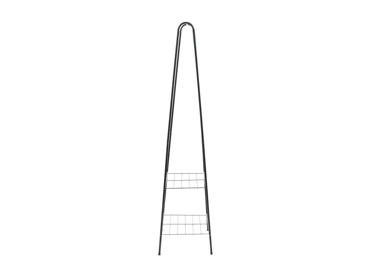 Cabideiro Preto em Aço com 2 Prateleiras para Quarto ou Vestuário - 59 x 35 x 150 cm