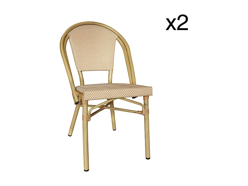 Now's Home - Lot De 2 Chaises D'exterieur Beige Avec Structure Aluminium