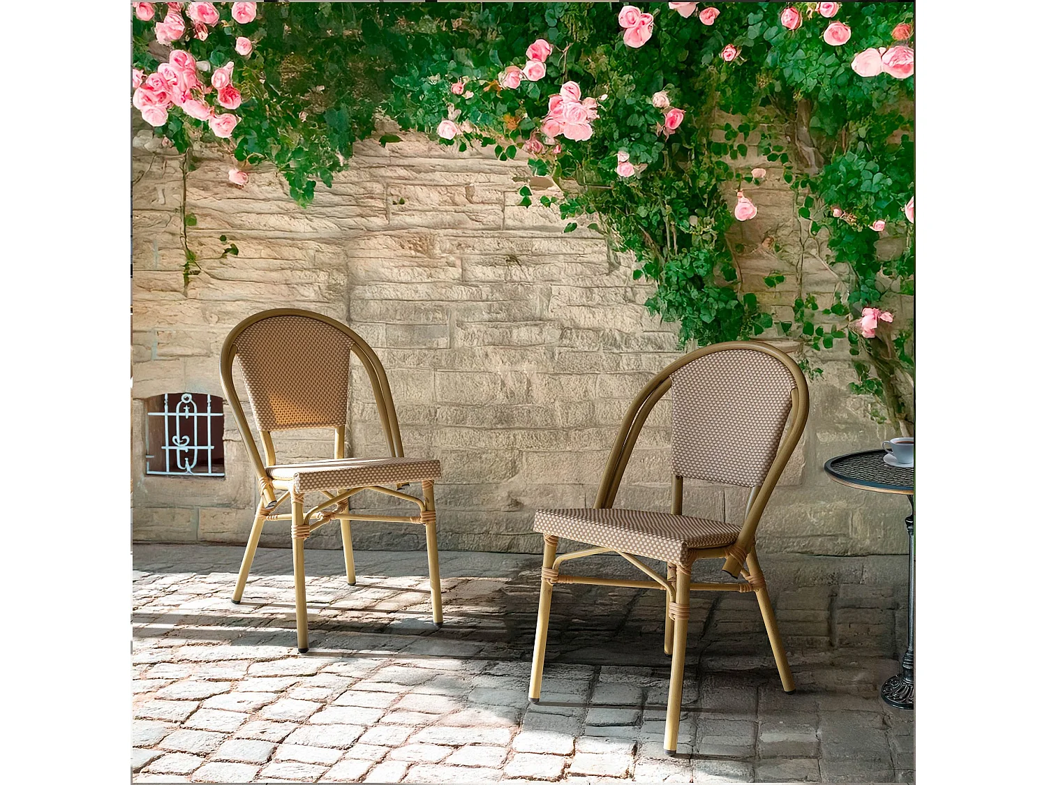 Now's Home - Lot De 2 Chaises D'exterieur Beige Avec Structure Aluminium