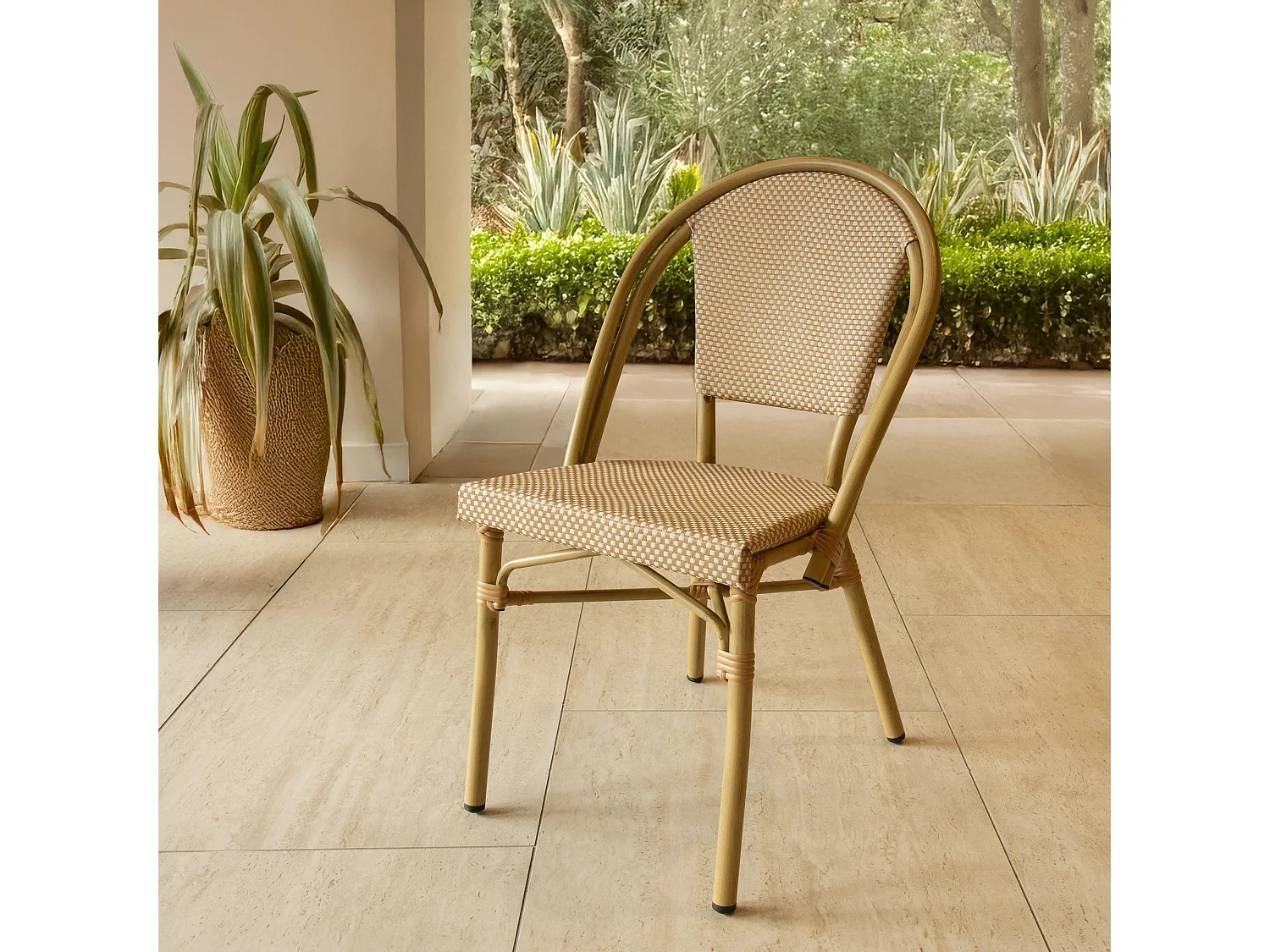 Now's Home - Lot De 2 Chaises D'exterieur Beige Avec Structure Aluminium