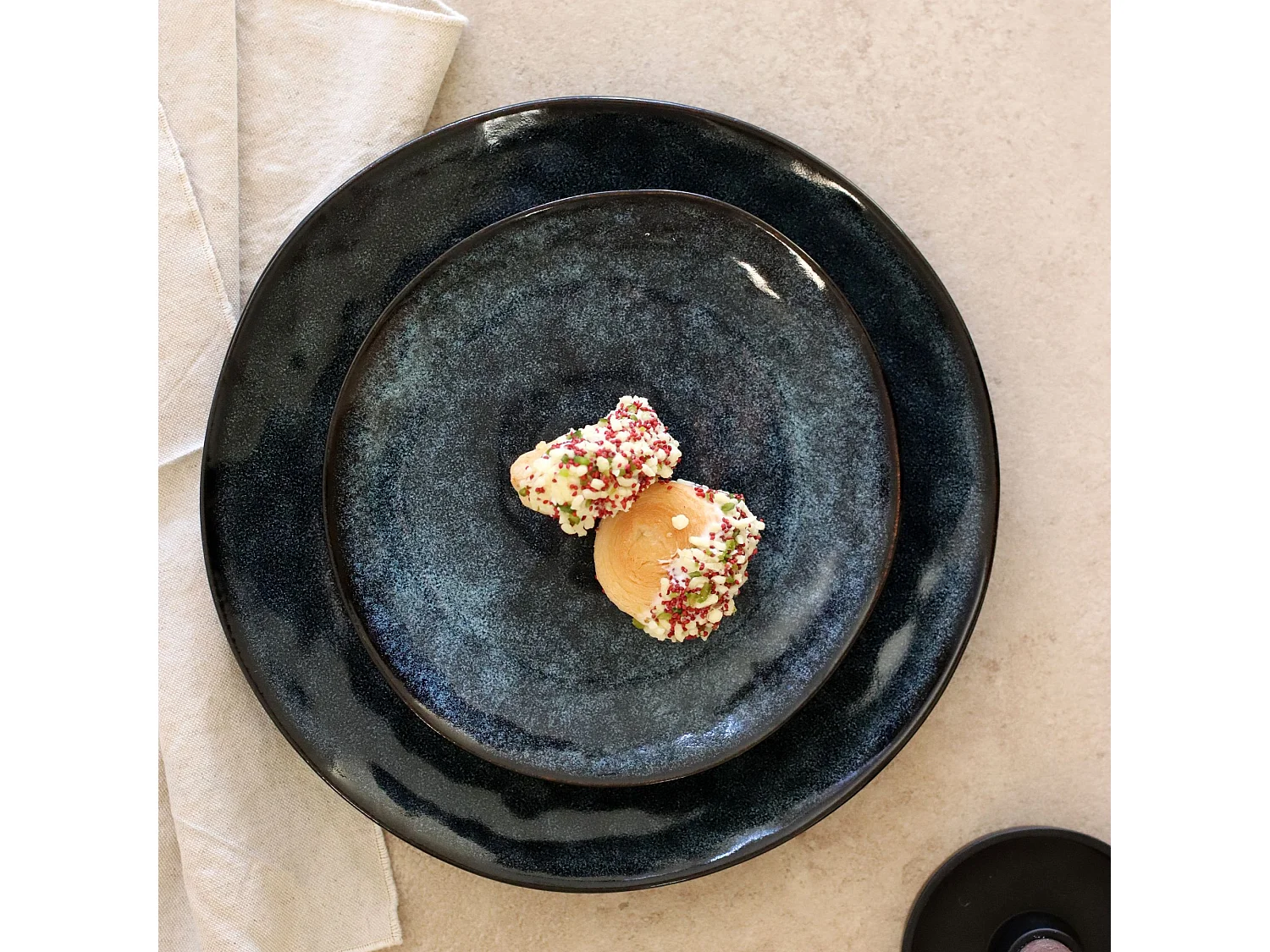 Ogo Living - Lot 6 Assiettes Plates Costa 28cm En Gres Bleu