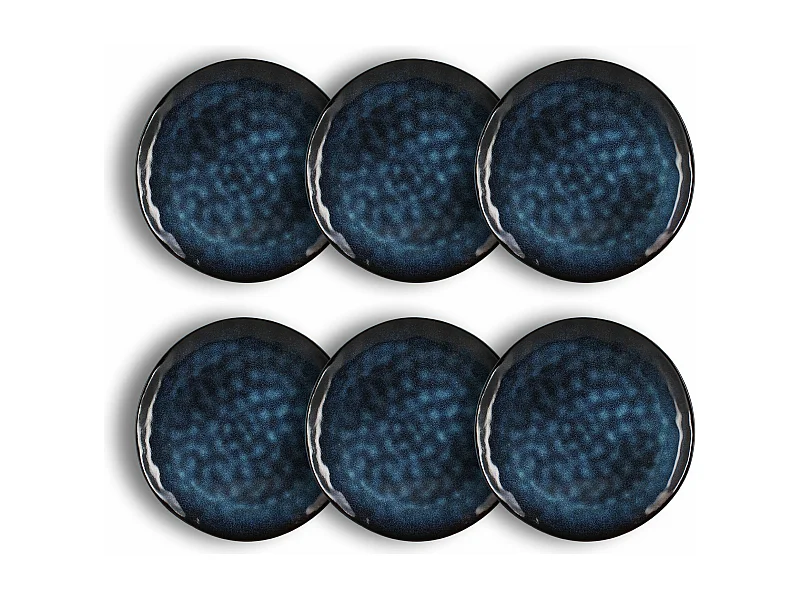 Ogo Living - Lot 6 Assiettes Plates Costa 28cm En Gres Bleu