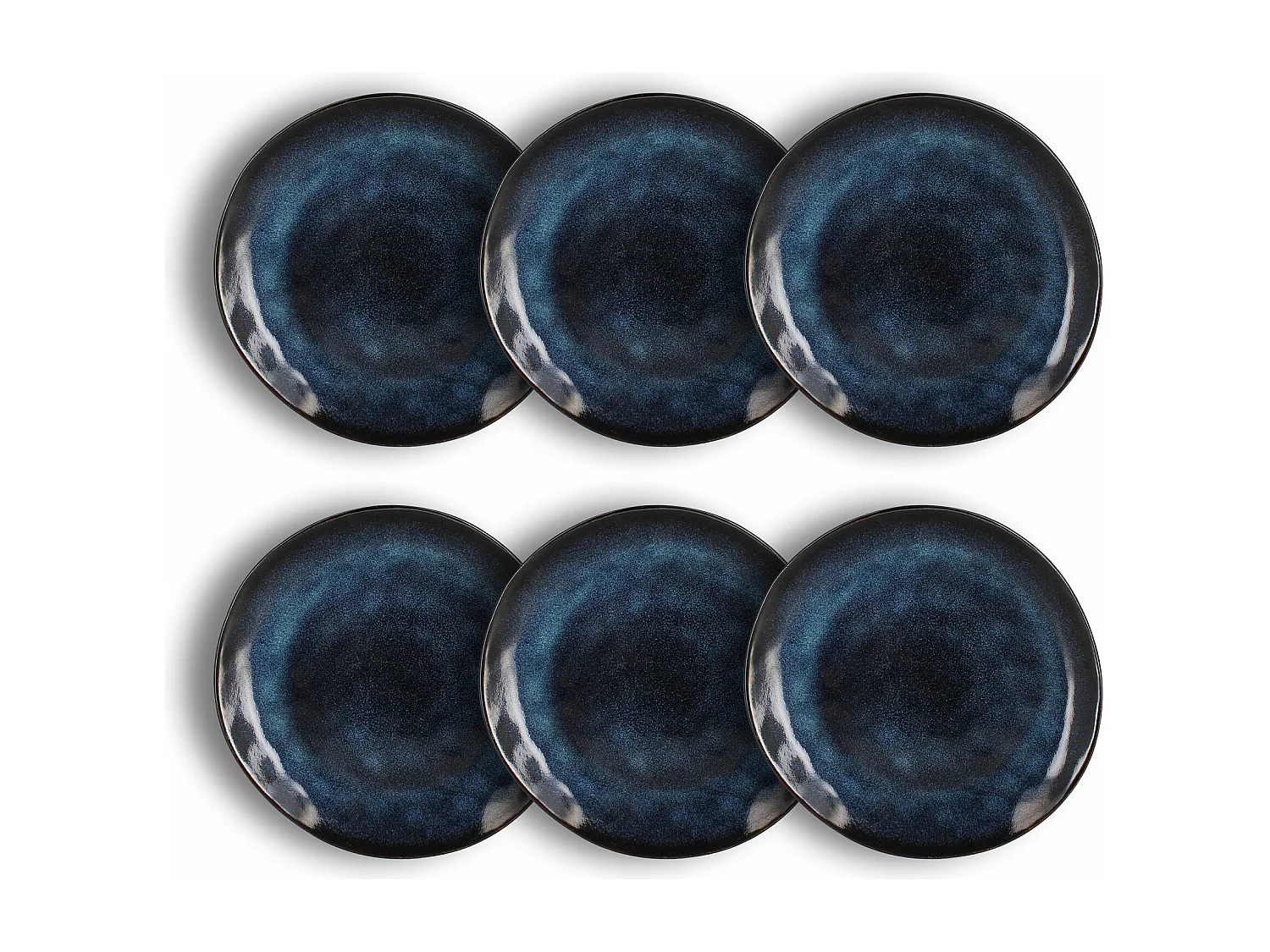 Ogo Living - Lot 6 Assiettes Dessert Costa 21cm En Gres Bleu