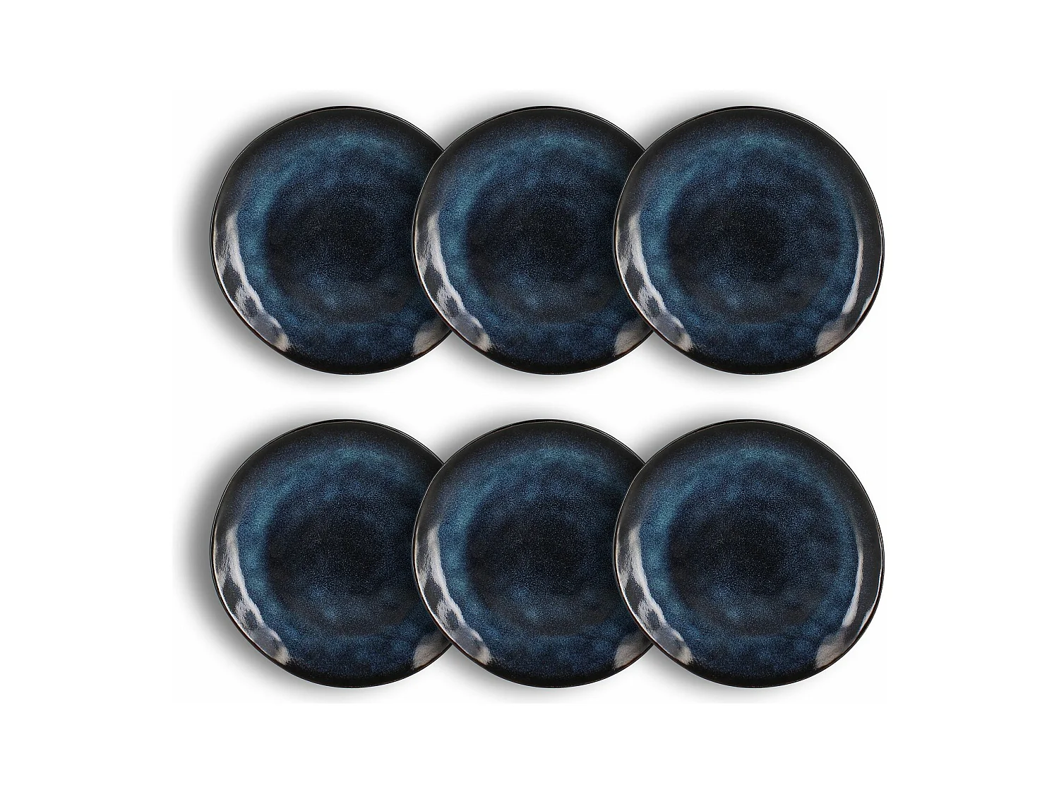 Ogo Living - Lot 6 Assiettes Dessert Costa 21cm En Gres Bleu