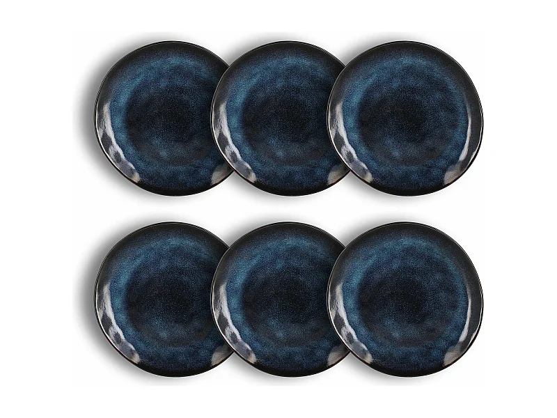 Ogo Living - Lot 6 Assiettes Dessert Costa 21cm En Gres Bleu