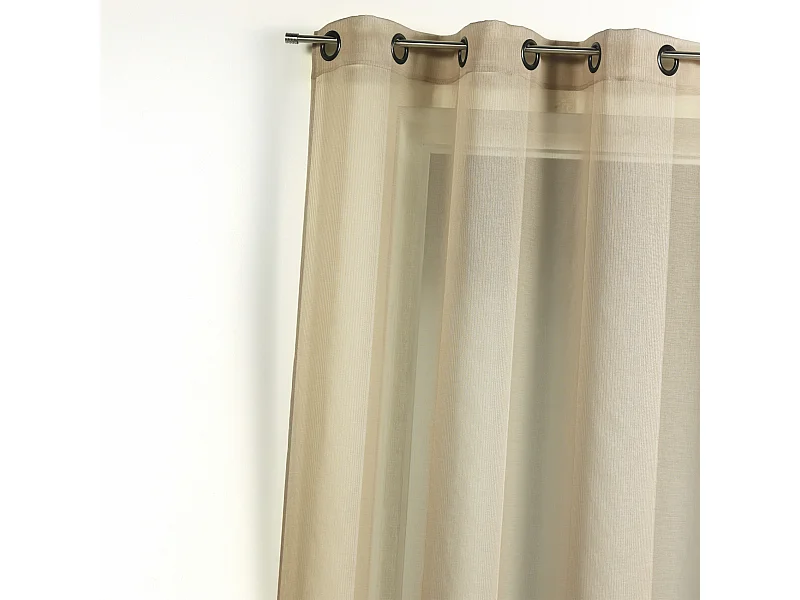 Voilage en étamine uni avec rayures ton sur ton
