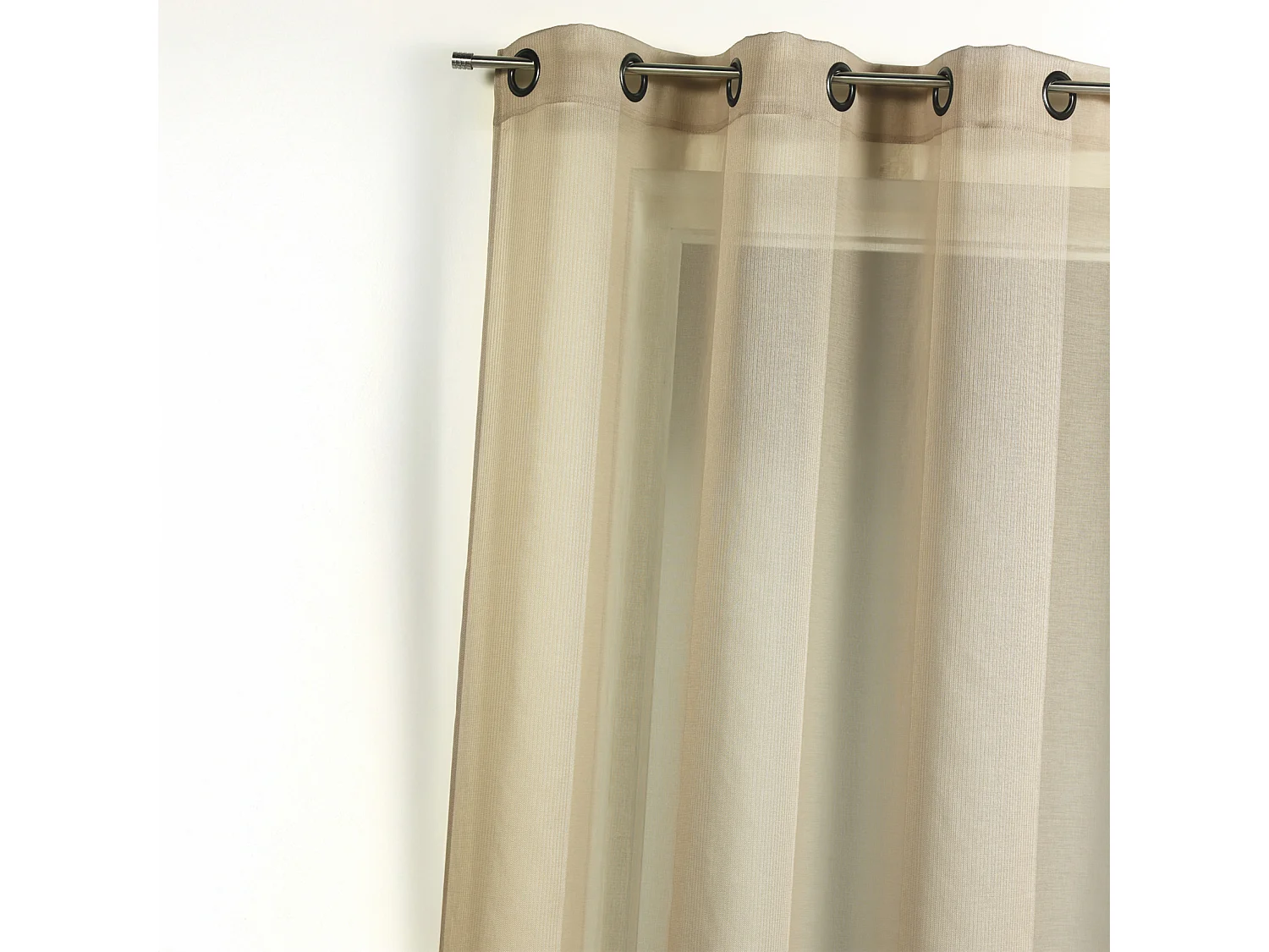 Voilage en étamine uni avec rayures ton sur ton