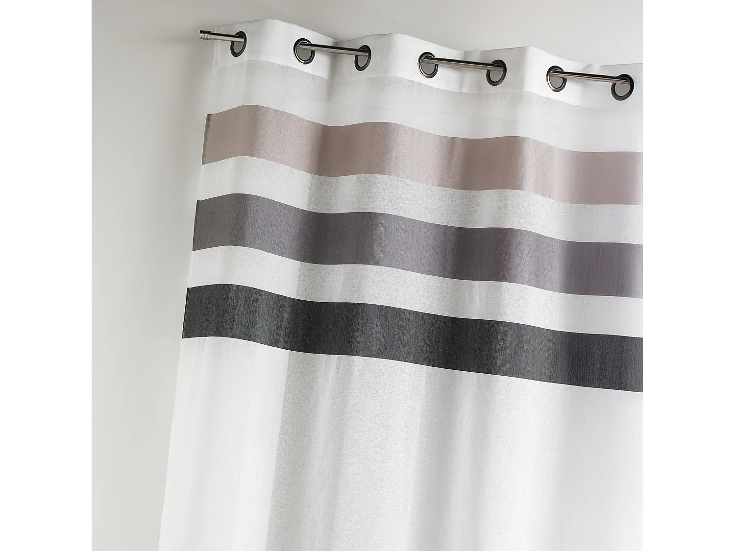 Visillo en estameña fantasía rayas horizontales anís