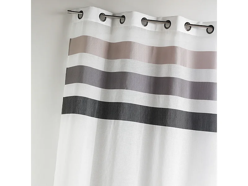 Visillo en estameña fantasía rayas horizontales anís