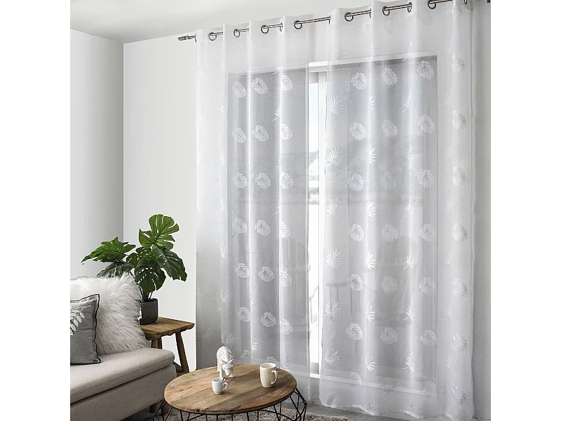 Rideau Voilage Brodé "Epicéa" 140x240cm Blanc