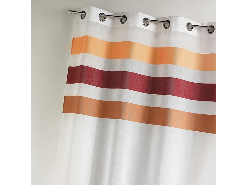 Visillo en estameña fantasía rayas horizontales anís