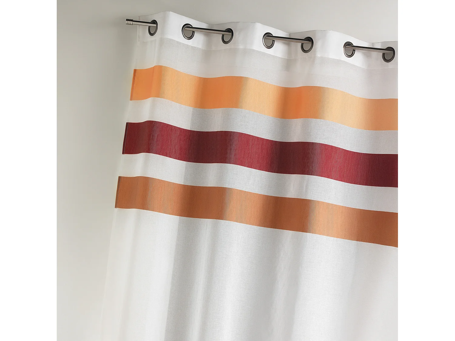 Voilage en étamine fantaisie à rayures horizontales