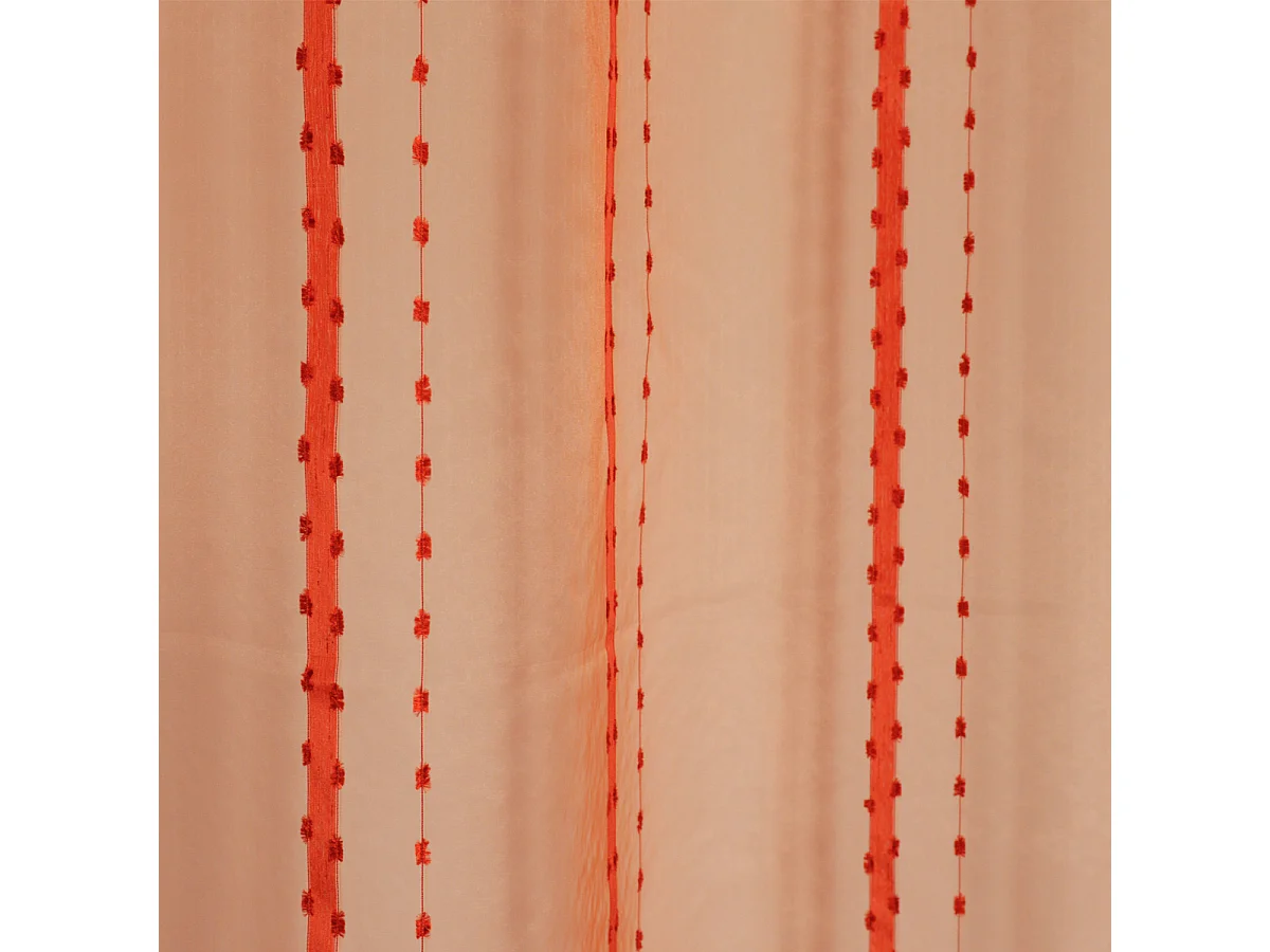 Voilage à rayures et fils coupés brique