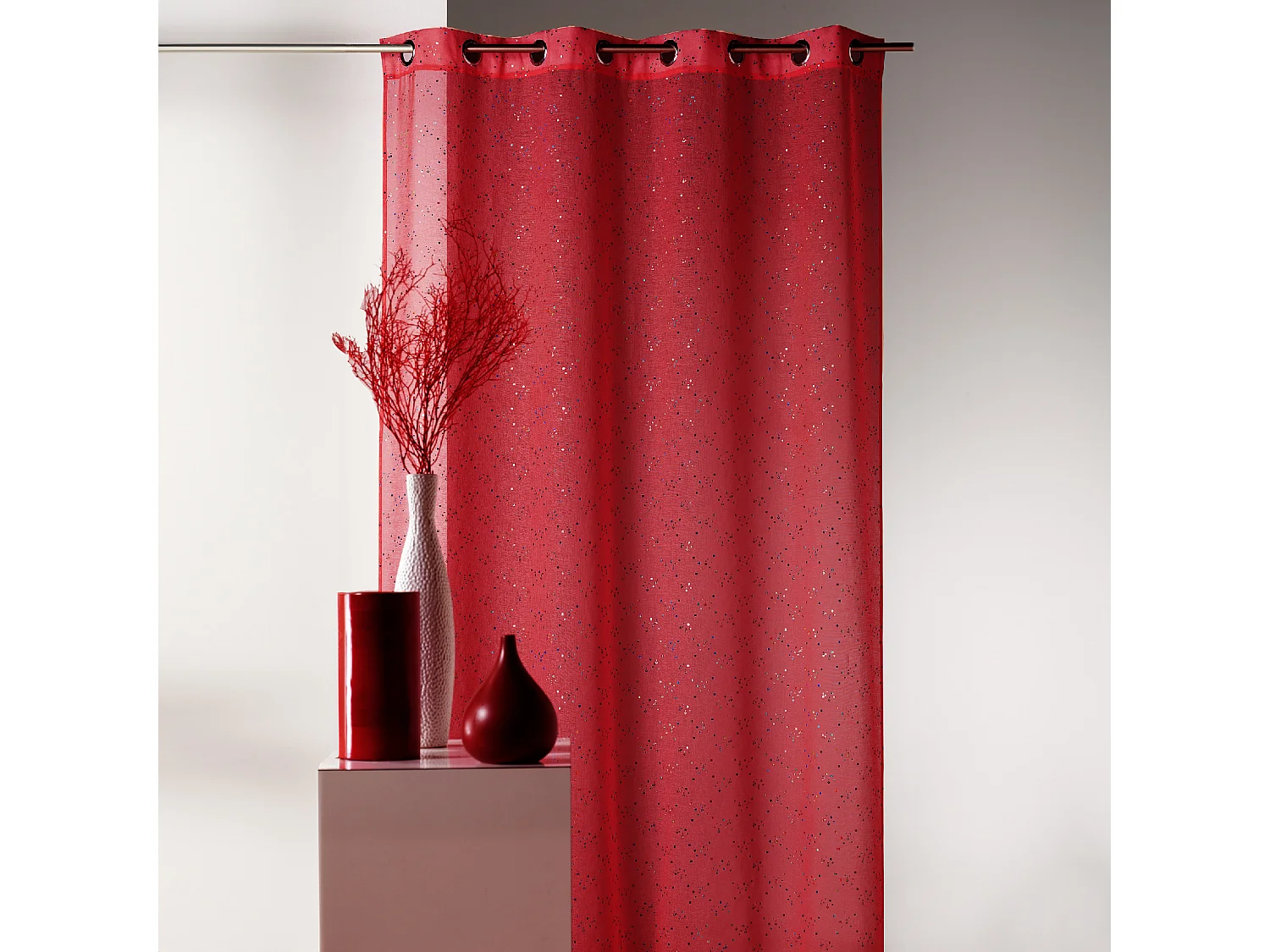 Voilage en étamine imprimé petits points colorés