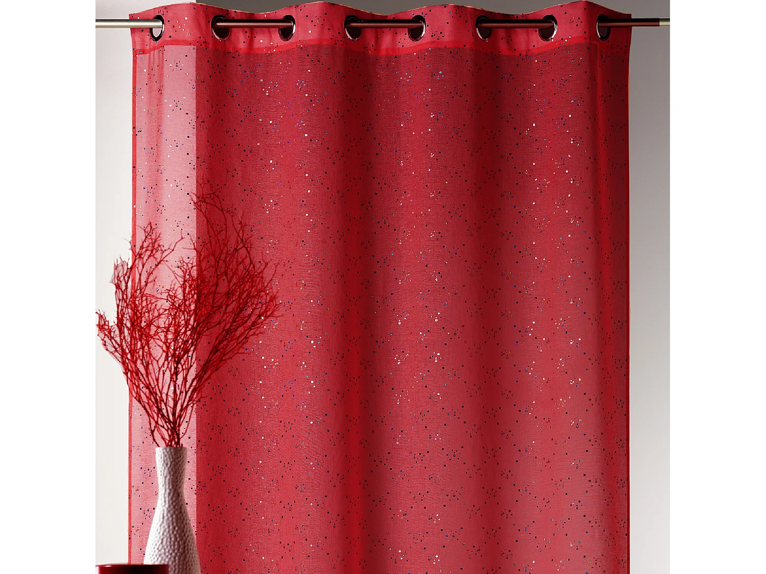 Voilage en étamine imprimé petits points colorés