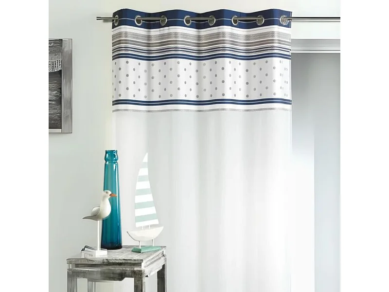 Voilage en voile avec parement à rayures horizontales