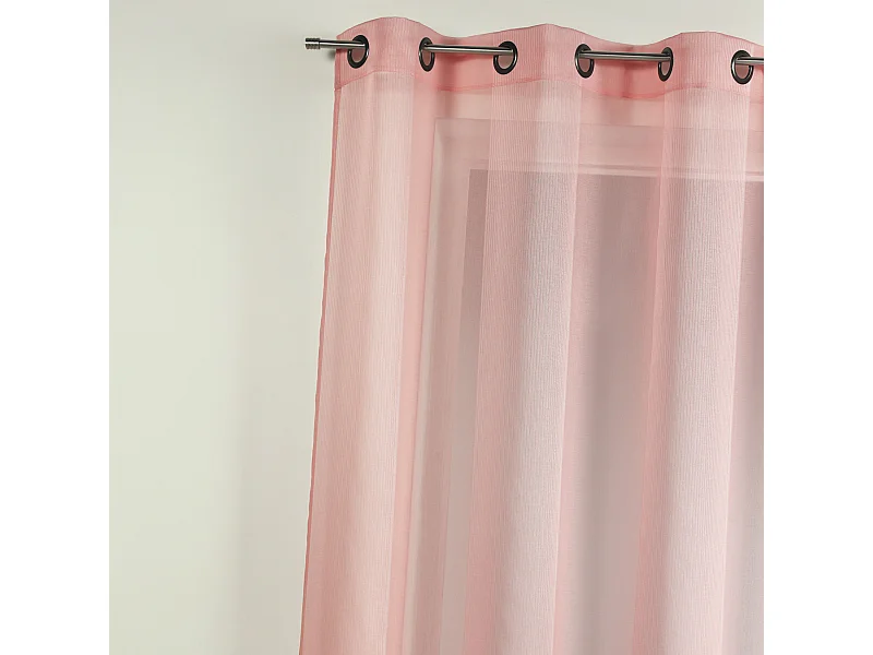 Voilage en étamine uni avec rayures ton sur ton