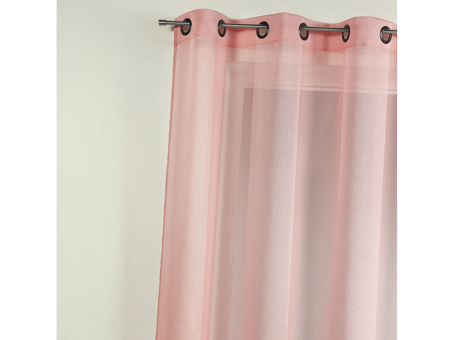 Voilage en étamine uni avec rayures ton sur ton