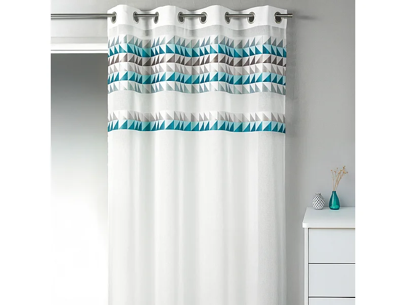 Voilage en étamine avec frise aux imprimés "triangle"