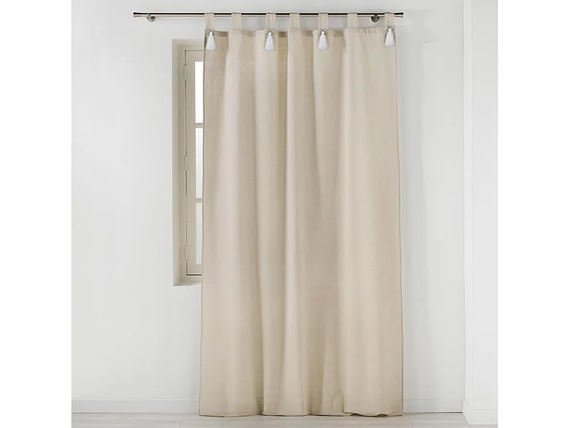 Natürlicher Vorhang mit Pompons 140 x 240 cm