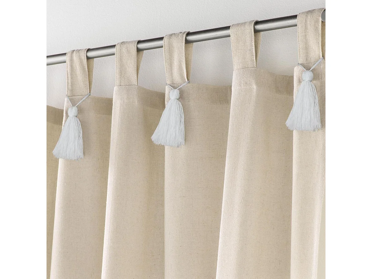 Rideau à Passants Avec Pompons "Cyrine" 140x240cm Beige