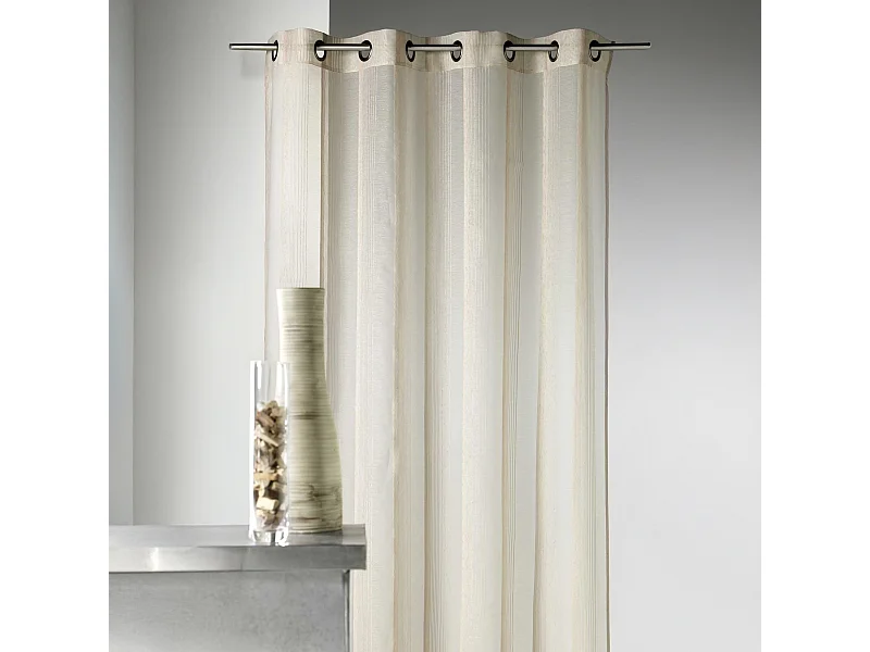 Voilage en étamine à rayures verticales tons sur tons
