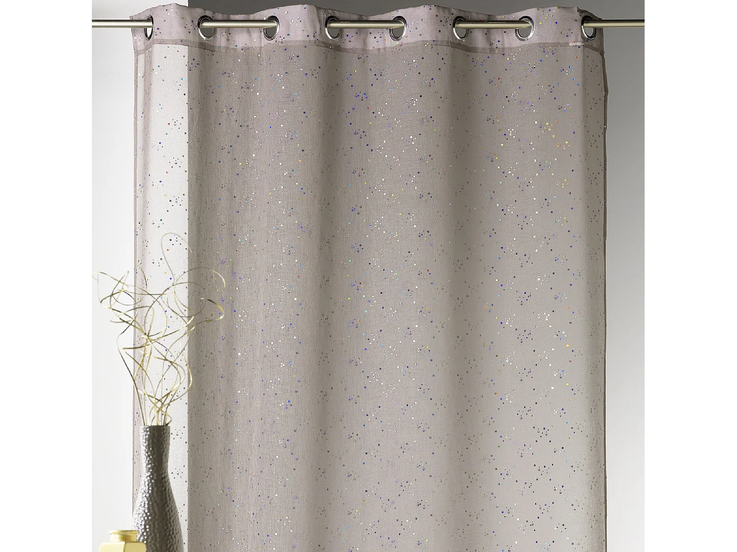 Voilage en étamine imprimé petits points colorés