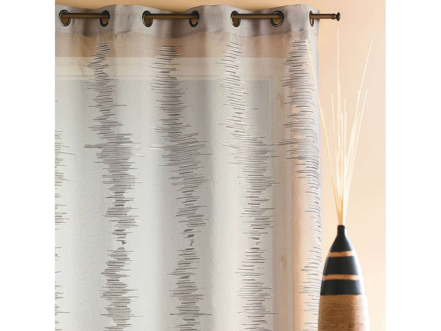 Rideau étamine brodée 'ZigZag'