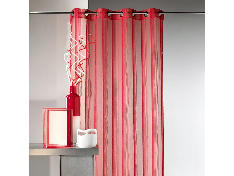 Voilage en étamine à rayures verticales tons sur tons