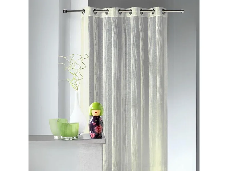 Voilage en étamine à rayures verticales tons sur tons