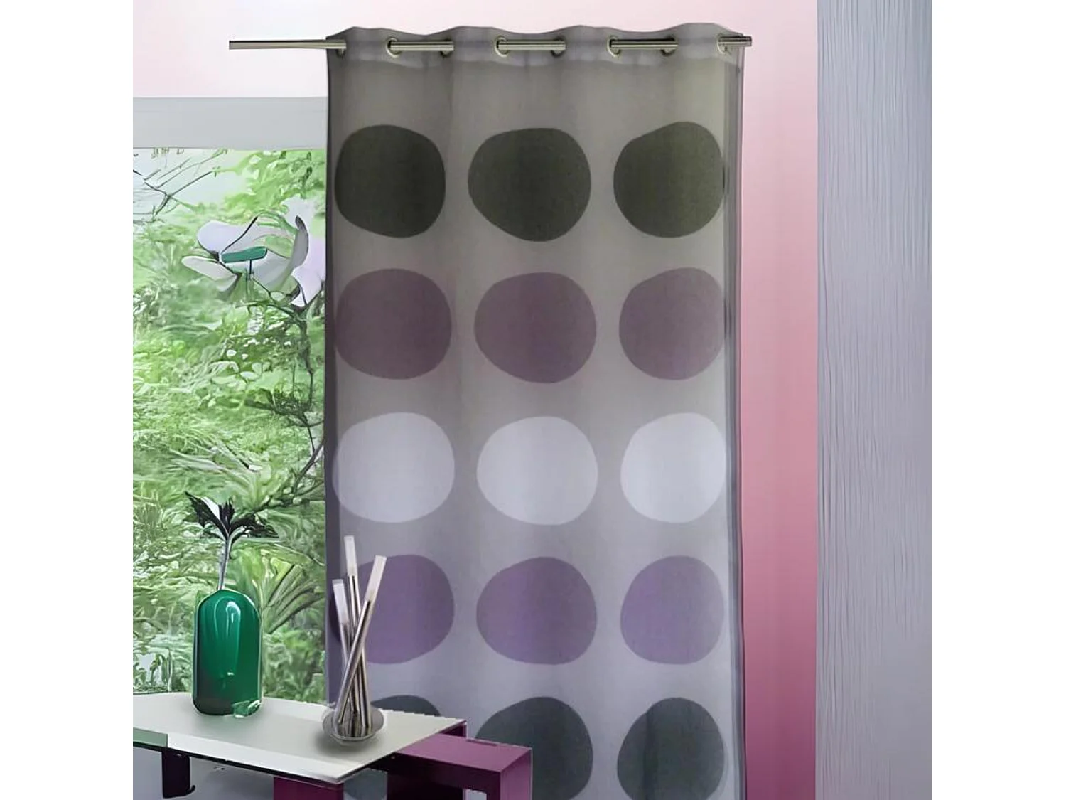 Voilage étamine avec des "Gros Pois"