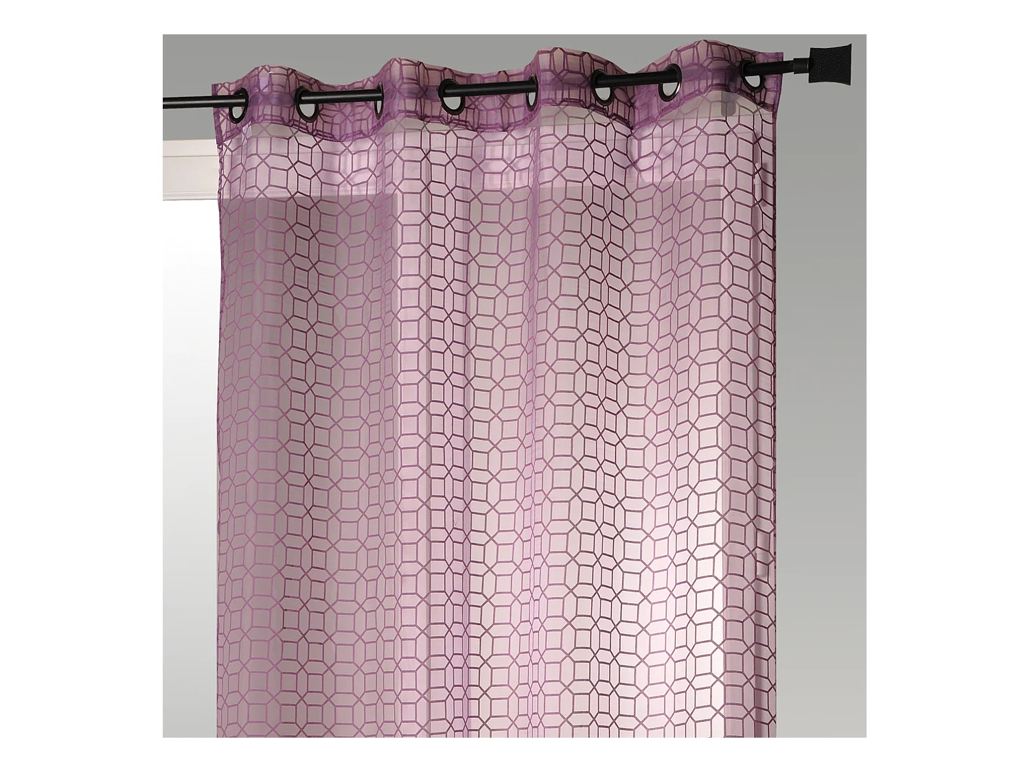 Voilage en Organza Dévoré avec Motifs Géométriques
