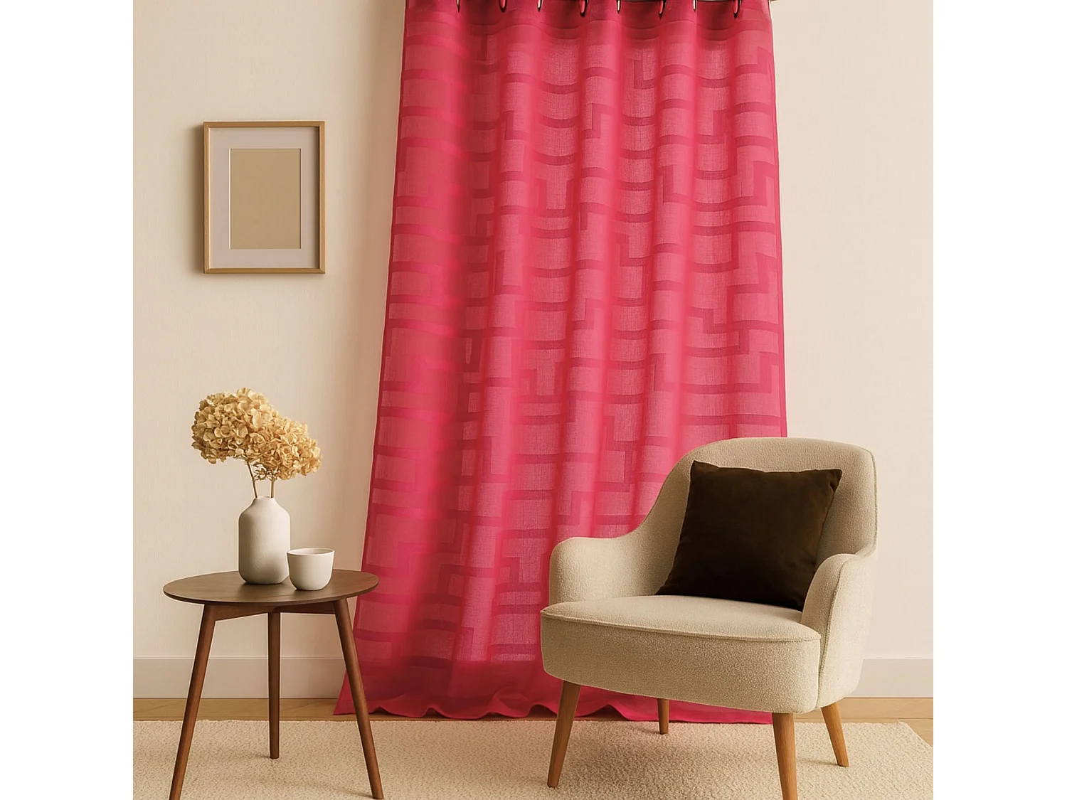 Vorhang aus Georgette mit geometrischen Orchideen-Drucken