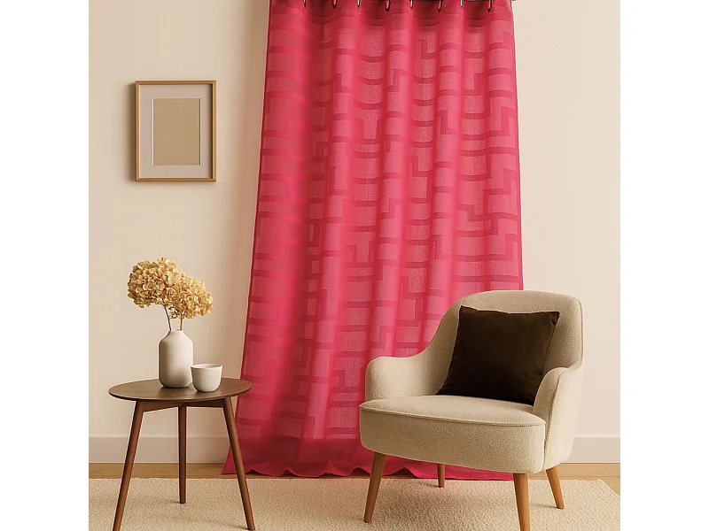 Vorhang aus Georgette mit geometrischen Orchideen-Drucken