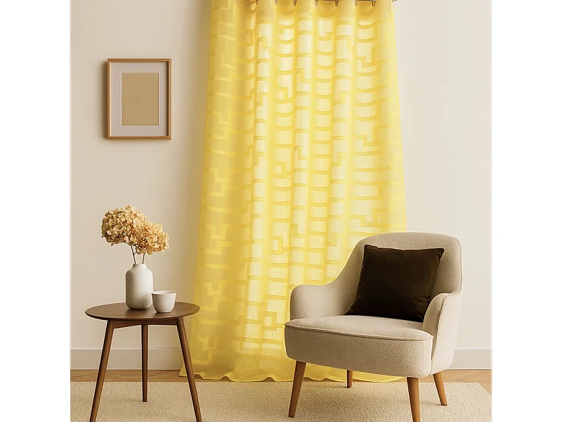 Vorhang aus Georgette mit geometrischen Orchideen-Drucken