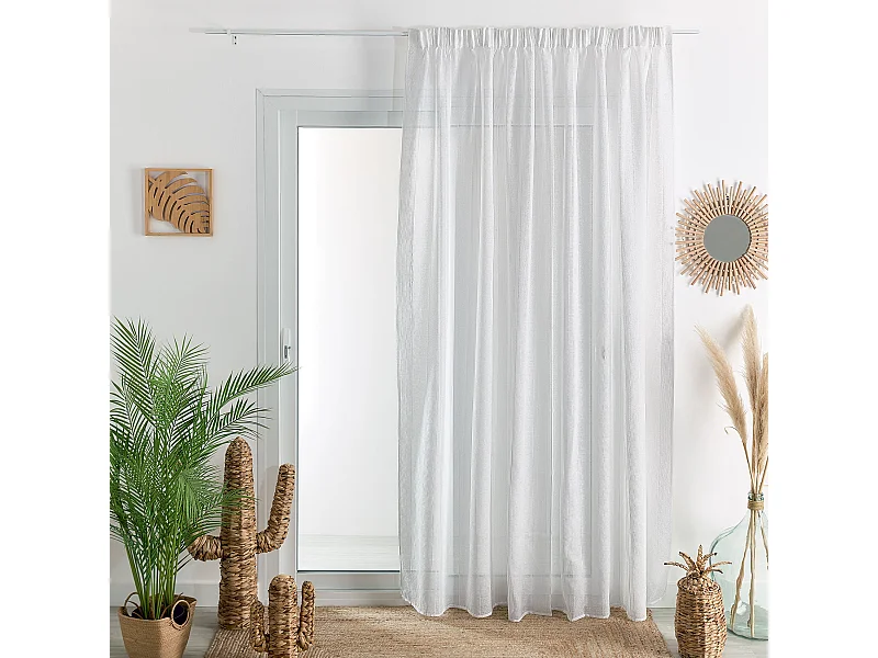 Einfarbiger Voile mit Kräuselband und Fantasiestreifen