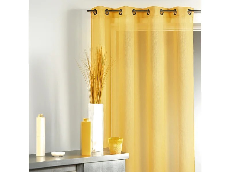 Voilage en étamine uni avec rayures ton sur ton