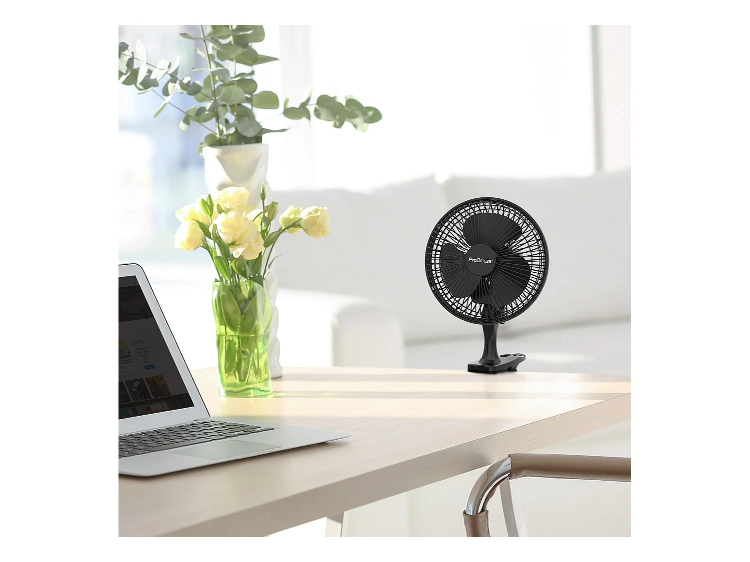 Pro Breeze Mini-Clip-Ventilator 6 - ultra leise und leistungsstark - schwarz