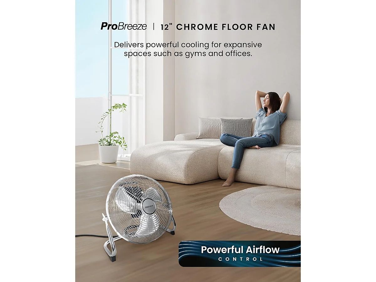 Pro Breeze Ventilateur de sol chrome 30,5 cm